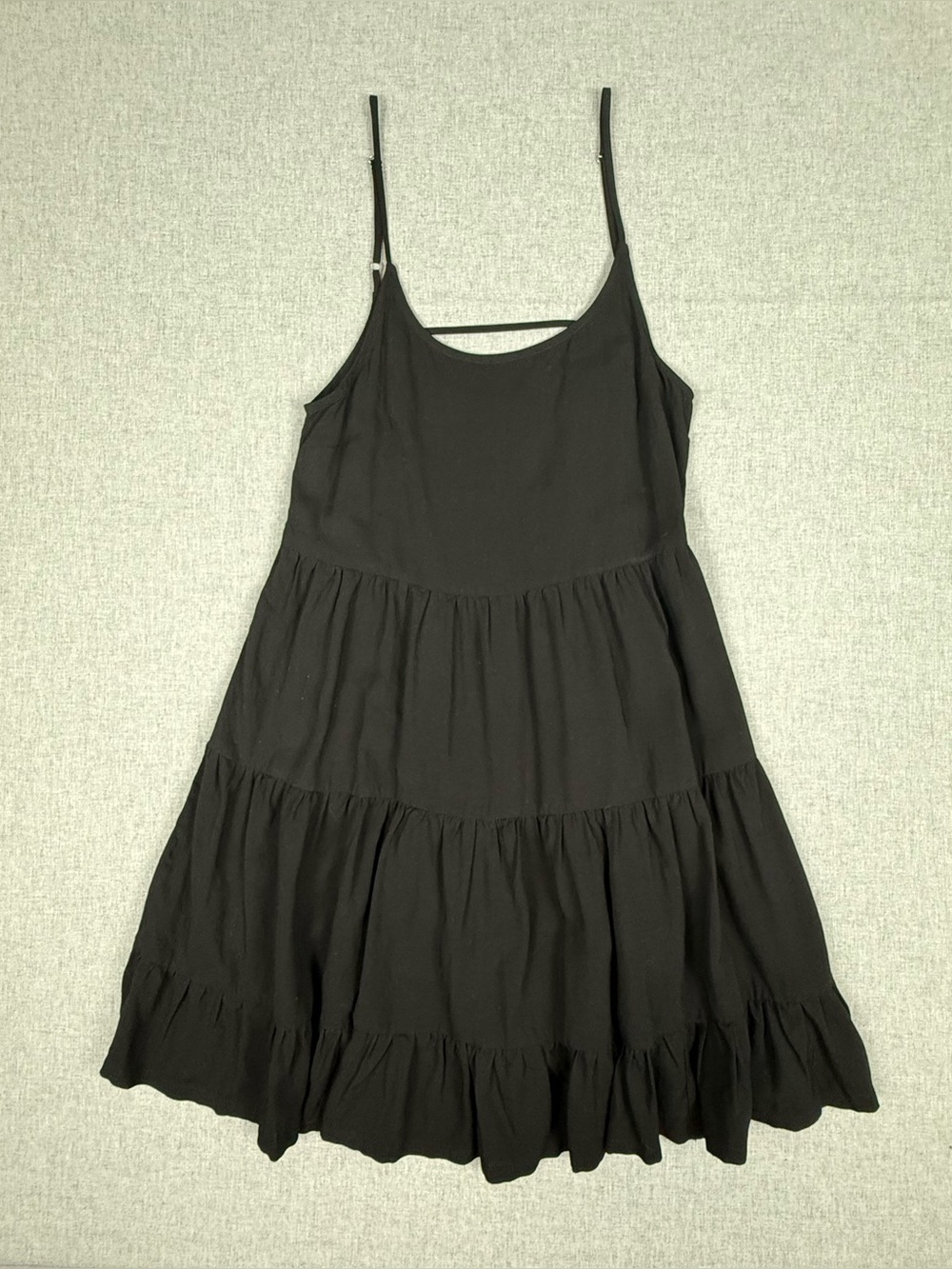 Harlow Black Tiered Mini Dress XS Strappy Sundress Vacation
